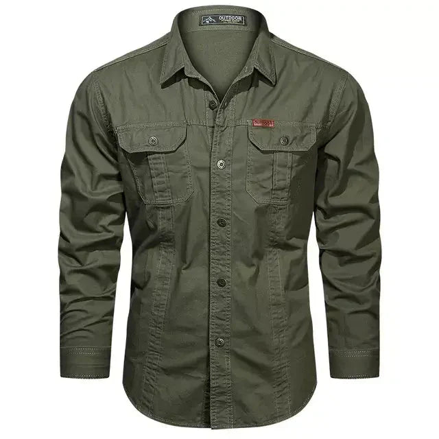 Camisa Masculina Manga Longa Militar - Lojas Firenzo