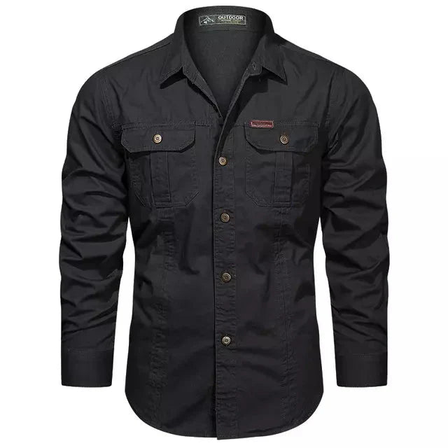 Camisa Masculina Manga Longa Militar - Lojas Firenzo