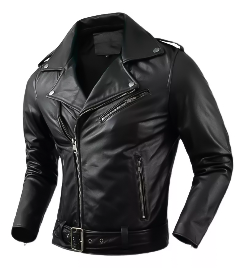 Jaqueta Masculina de Couro Nobre com Cinto Frontal - Lojas Firenzo