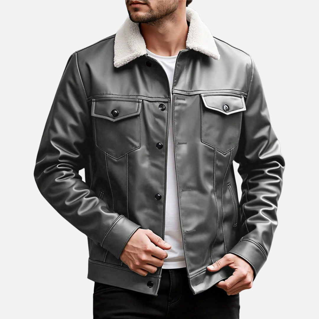 Jaqueta de Couro Masculina Firenzo com Gola Forrada - Lojas Firenzo