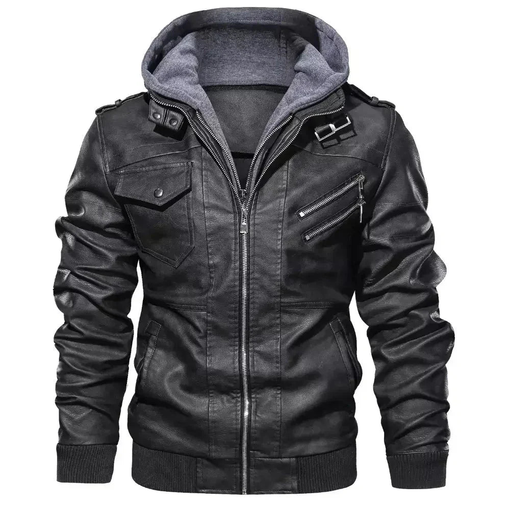 Jaqueta de Couro Masculina com Capuz - Lojas Firenzo
