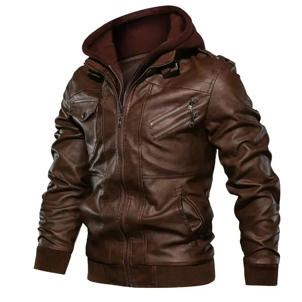 Jaqueta de Couro Masculina com Capuz - Lojas Firenzo