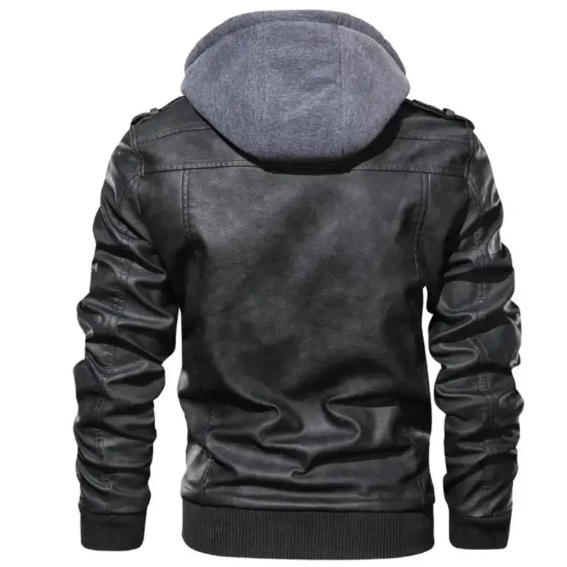 Jaqueta de Couro Masculina com Capuz - Lojas Firenzo