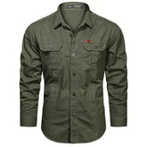 Camisa Masculina Manga Longa Militar - Lojas Firenzo