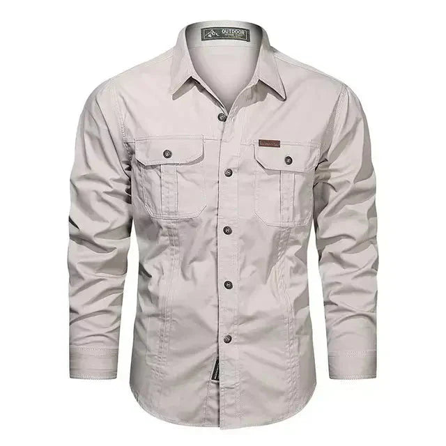 Camisa Masculina Manga Longa Militar - Lojas Firenzo