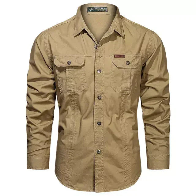 Camisa Masculina Manga Longa Militar - Lojas Firenzo