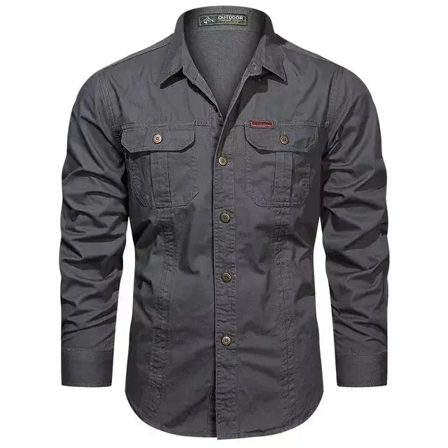 Camisa Masculina Manga Longa Militar - Lojas Firenzo