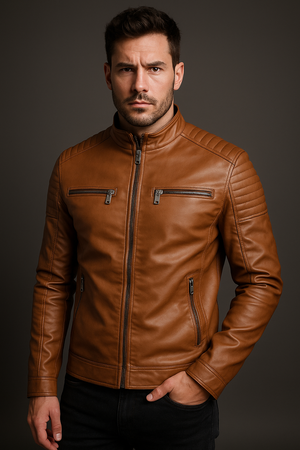 Jaqueta Masculina Couro Italiana - Lojas Firenzo