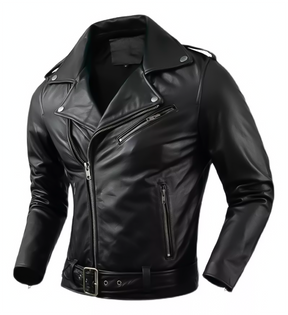 Jaqueta Masculina de Couro Nobre com Cinto Frontal - Lojas Firenzo