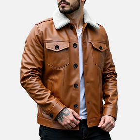 Jaqueta de Couro Masculina Firenzo com Gola Forrada - Lojas Firenzo
