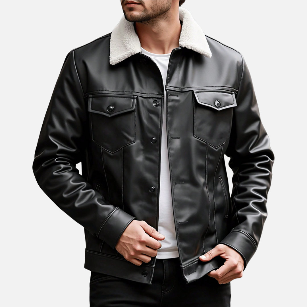 Jaqueta de Couro Masculina Firenzo com Gola Forrada - Lojas Firenzo