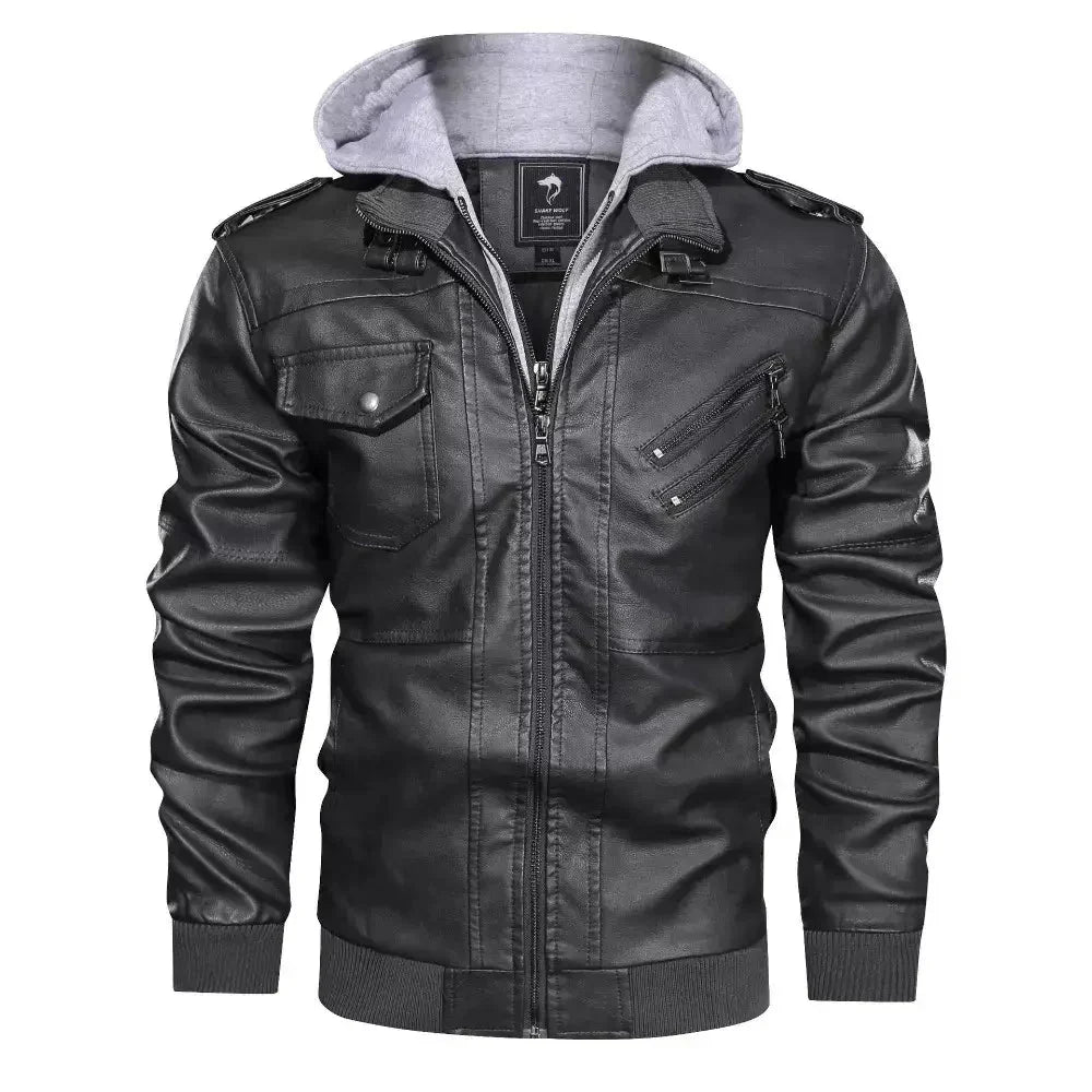 Jaqueta de Couro Masculina com Capuz - Lojas Firenzo