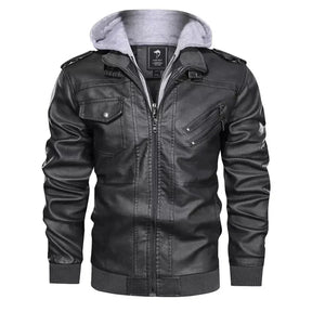 Jaqueta de Couro Masculina com Capuz - Lojas Firenzo