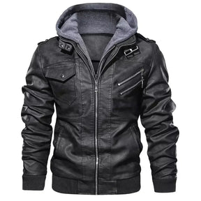 Jaqueta de Couro Masculina com Capuz - Lojas Firenzo