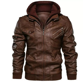 Jaqueta de Couro Masculina com Capuz - Lojas Firenzo