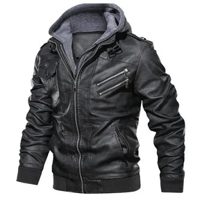 Jaqueta de Couro Masculina com Capuz - Lojas Firenzo